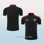 Camiseta Polo del Manchester United 22-23 Negro y Rojo