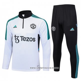 Chandal de Sudadera del Manchester United Nino 23-24 Blanco