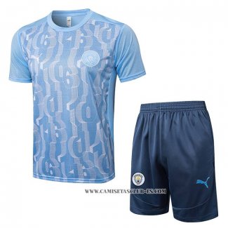 Chandal del Manchester City 24-25 Manga Corta Azul - Pantalon Corto