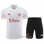 Chandal del Manchester United 23-24 Manga Corta Blanco - Pantalon Corto