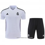 Chandal del Real Madrid 22-23 Manga Corta Blanco y Purpura - Pantalon Corto