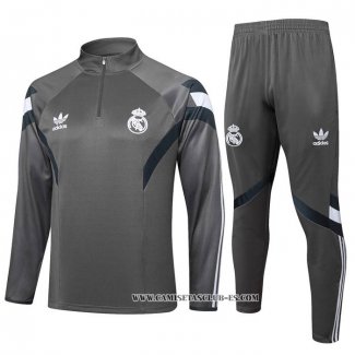 Chandal de Sudadera del Real Madrid Nino 24-25 Gris