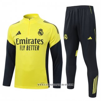 Chandal de Sudadera del Real Madrid Nino 25-26 Amarillo
