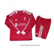Camiseta Primera Liverpool Nino 25-26 Manga Larga