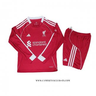 Camiseta Primera Liverpool Nino 25-26 Manga Larga