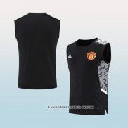 Camiseta de Entrenamiento Manchester United 22-23 Sin Mangas Negro