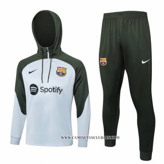 Chandal de Sudadera del Barcelona Nino 23-24 Gris Claro