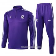 Chandal de Sudadera del Real Madrid Nino 25-26 Purpura