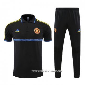 Conjunto Polo del Manchester United 22-23 Negro y Azul