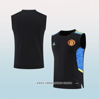 Camiseta de Entrenamiento Manchester United 22-23 Sin Mangas Azul