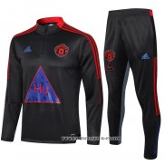Chandal de Sudadera del Manchester United 21-22 Gris