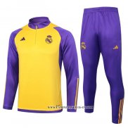 Chandal de Sudadera del Real Madrid Nino 23-24 Amarillo