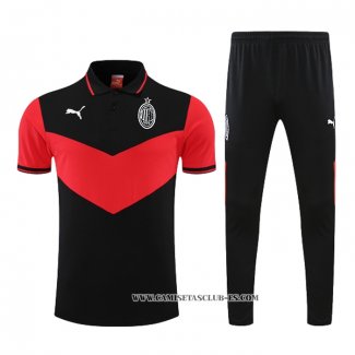 Conjunto Polo del AC Milan 22-23 Negro y Rojo