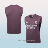 Camiseta de Entrenamiento Real Madrid 25-26 Sin Mangas Gris Purpura