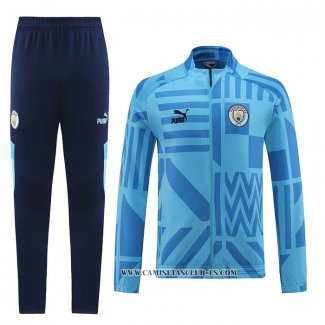 Chandal de Chaqueta del Manchester City 22-23 Azul Claro