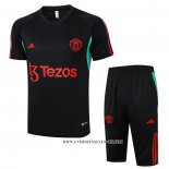 Chandal del Manchester United 23-24 Manga Corta Negro - Pantalon Corto