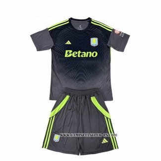 Camiseta Aston Villa Portero Nino 25-26 Negro