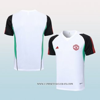 Camiseta de Entrenamiento Manchester United 23-24 Blanco y Negro