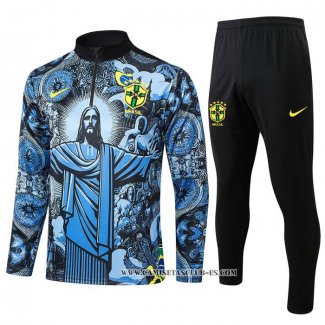 Chandal de Sudadera del Brasil Jesus Nino 24-25 Azul