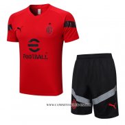 Chandal del AC Milan 22-23 Manga Corta Rojo - Pantalon Corto