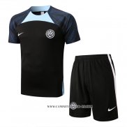 Chandal del Inter Milan 22-23 Manga Corta Negro - Pantalon Corto