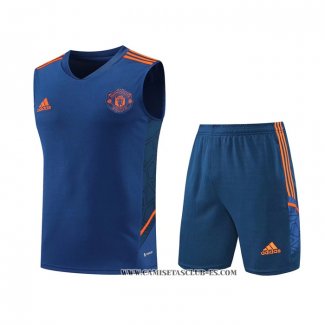 Chandal del Manchester United 22-23 Sin Mangas Azul Oscuro