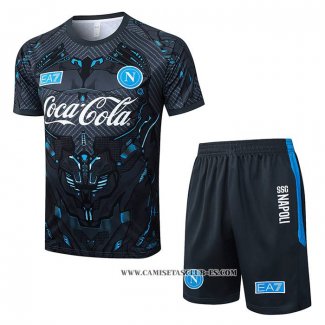 Chandal del Napoli 25-26 Manga Corta Negro - Pantalon Corto
