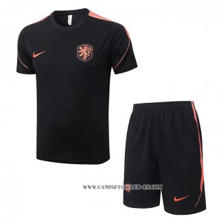 Chandal del Paises Bajos 26-27 Manga Corta Negro - Pantalon Corto