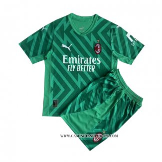 Camiseta AC Milan Portero Nino 23-24 Verde
