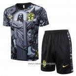 Chandal del Brasil Jesus 24-25 Manga Corta Negro - Pantalon Corto