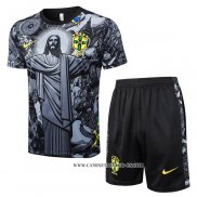 Chandal del Brasil Jesus 24-25 Manga Corta Negro - Pantalon Corto