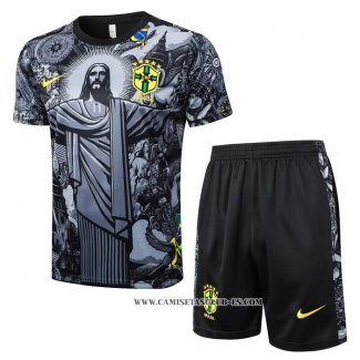 Chandal del Brasil Jesus 24-25 Manga Corta Negro - Pantalon Corto