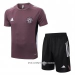 Chandal del Manchester United 25-26 Manga Corta Marron - Pantalon Corto