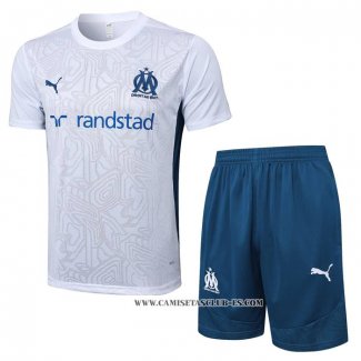 Chandal del Olympique Marsella 24-25 Manga Corta Blanco - Pantalon Corto
