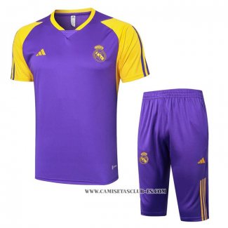 Chandal del Real Madrid 24-25 Manga Corta Purpura - Pantalon Corto