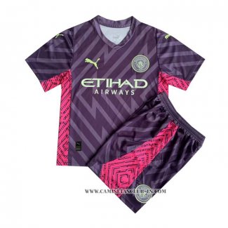 Camiseta Manchester City Portero Nino 23-24 Purpura