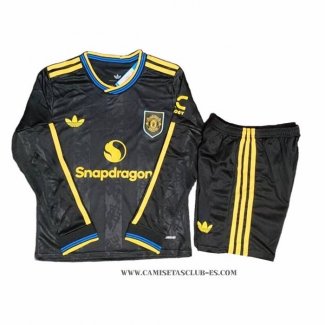 Camiseta Tercera Manchester United Nino 25-26 Manga Larga