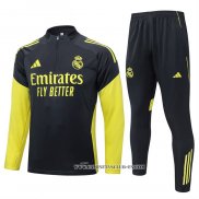 Chandal de Sudadera del Real Madrid Nino 25-26 Amarillo Negro