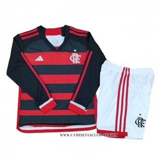 Camiseta Primera Flamengo Nino 2024 Manga Larga