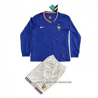 Camiseta Primera Francia Nino 2024 Manga Larga