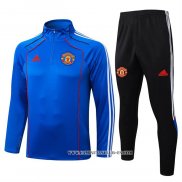 Chandal de Sudadera del Manchester United Nino 25-26 Azul