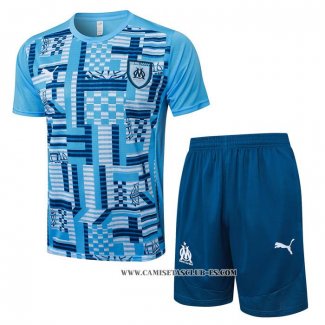 Chandal del Olympique Marsella 24-25 Manga Corta Azul - Pantalon Corto
