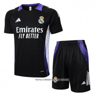 Chandal del Real Madrid Dragon 24-25 Manga Corta Negro y Purpura - Pantalon Corto