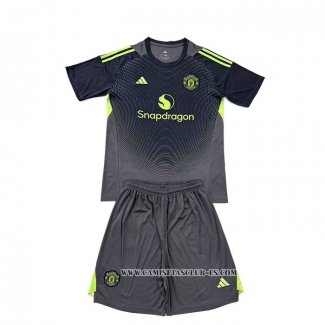 Camiseta Segunda Manchester United Portero Nino 25-26 Negro