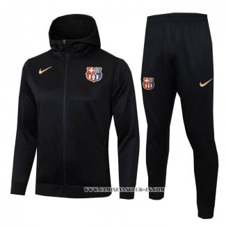 Chandal con Capucha del Barcelona Nino 24-25 Negro