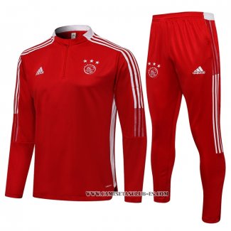 Chandal de Sudadera del Ajax Nino 21-22 Rojo