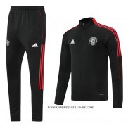 Chandal de Sudadera del Manchester United 21-22 Negro