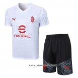 Chandal del AC Milan 23-24 Manga Corta Blanco - Pantalon Corto