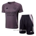 Chandal del Arsenal 24-25 Manga Corta Gris Purpura - Pantalon Corto