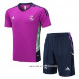 Chandal del Real Madrid 22-23 Manga Corta Purpura - Pantalon Corto